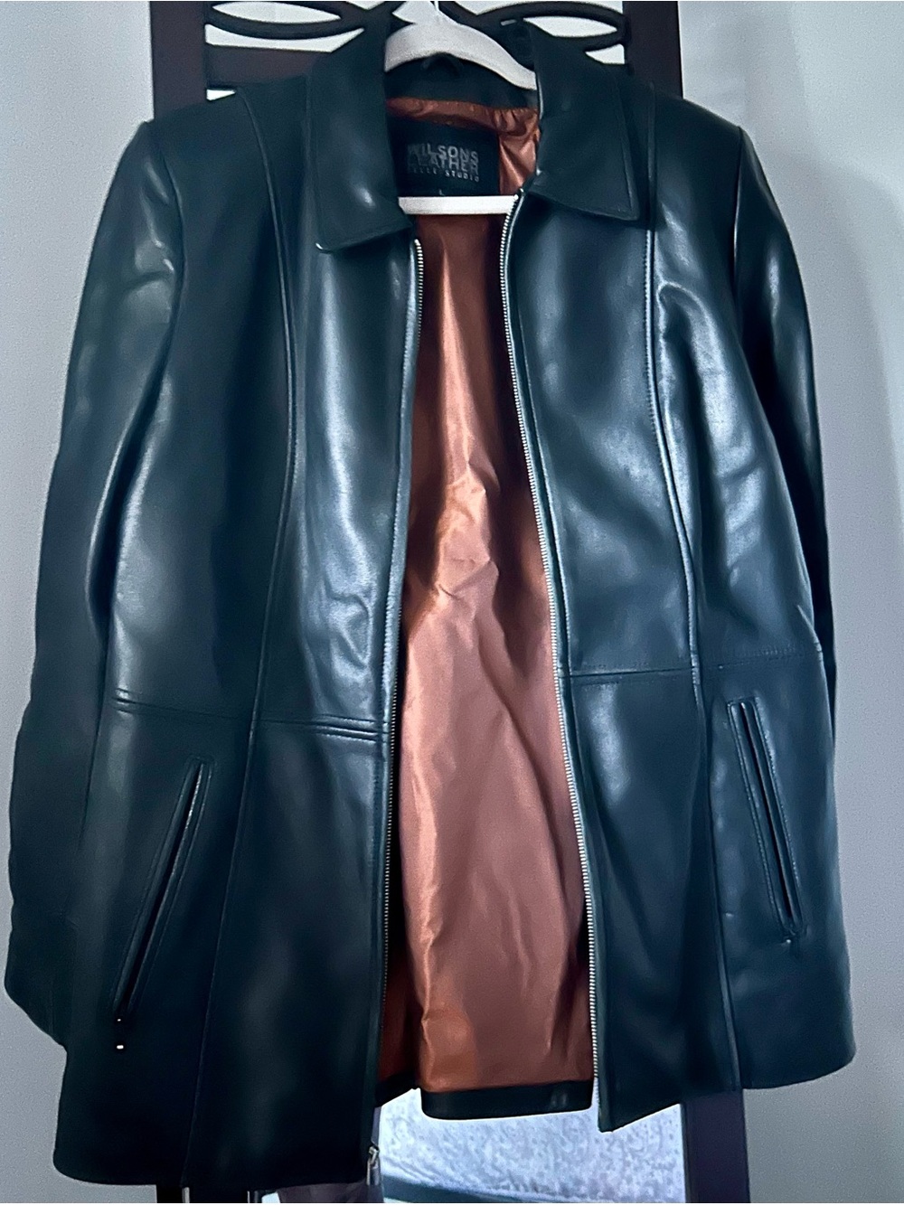 Vintage Wilson’s Leather Unisex Black Coat Large